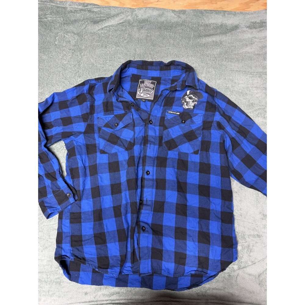 Hot Leathers Men's 'Snap Back Skull' Flannel Long Sleeve Shirt - XXL